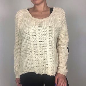 Selfie Couture | Knit Cream Sweater Elbow Patch Lg